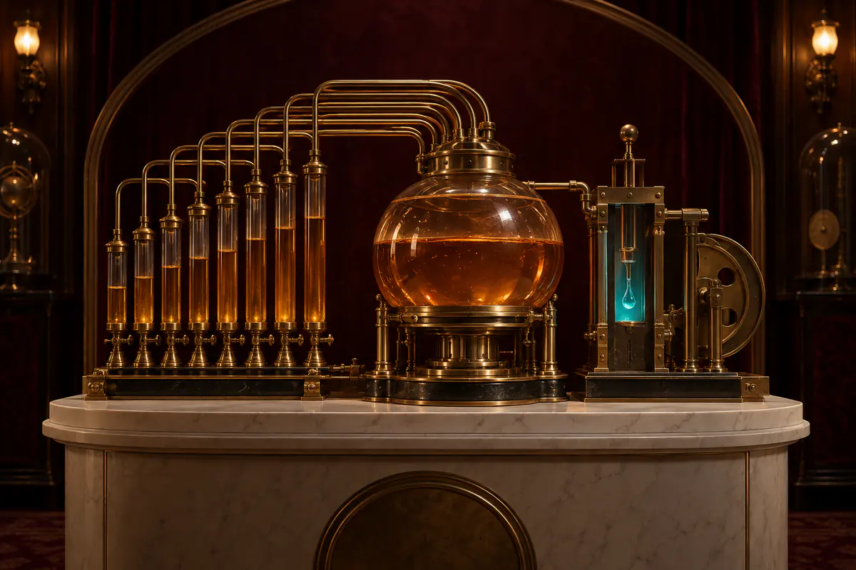 Editorial still life interpreting Mega Moolah mechanics